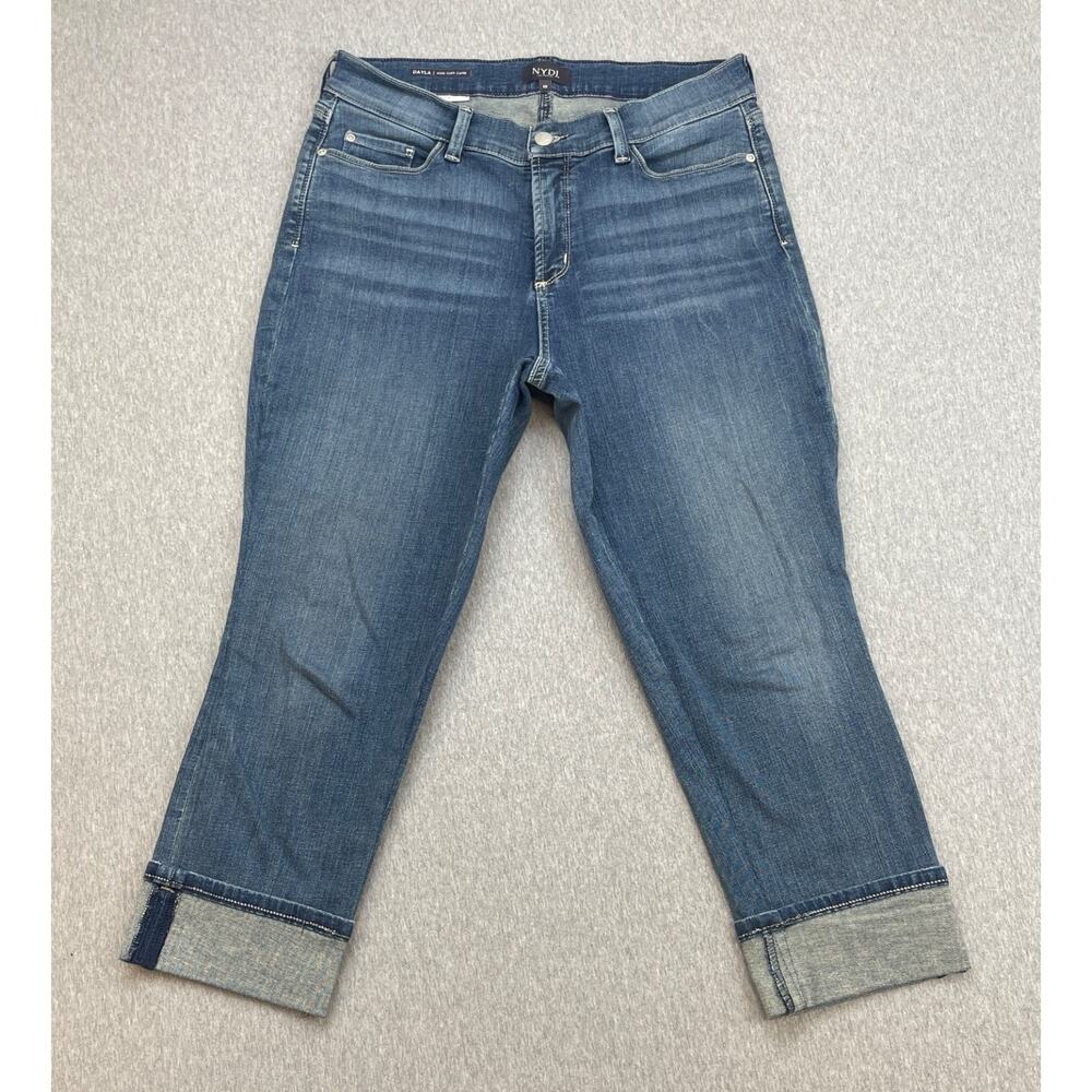 NYDJ Jeans Womens 10 Blue Denim Cotton Blend Stretch Dayla Cuff Capri